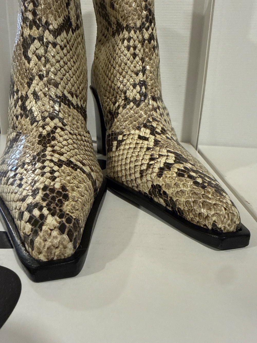 Schutz Raffaela Mid-Calf Snake-Print Leather Boots - Picture 10 of 16